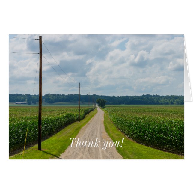 In Between Corn Fields Thank You Card (Front Horizontal)