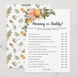 In Bloom Baby Shower   Mummy or Daddy Game Invitation