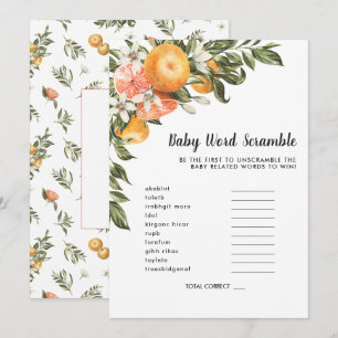 In Bloom Baby Shower Word Scramble Game Card