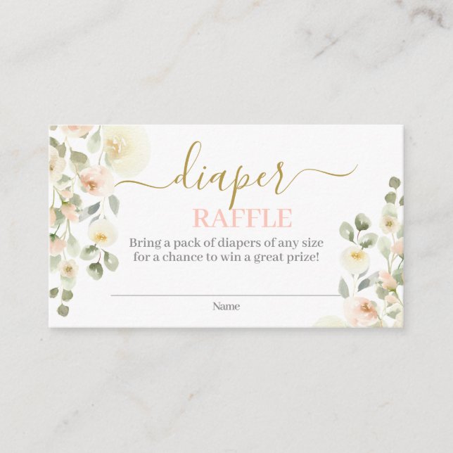 In Bloom Blush Diaper Raffle Enclosure Card (Front)