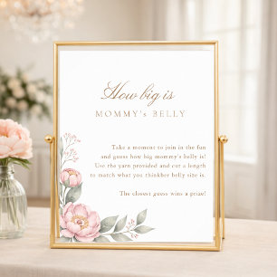 In Bloom Elegant Baby Shower Guess Mummy's Belly Poster