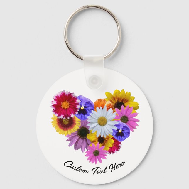 In Bloom - Heart Shaped Floral Bouquet Key Ring (Front)