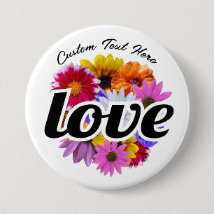 In Bloom - Love with Round Floral Bouquet Button