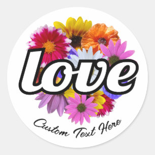 In Bloom - Love with Round Floral Bouquet Classic Round Sticker
