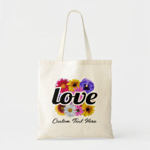 In Bloom - Love with Square Floral Bouquet Tote Bag