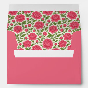 In Bloom Peony Floral Pink Wedding Envelope