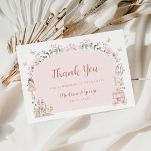 In Bloom Pink Bow Floral Baby Shower Thank You  Enclosure Card