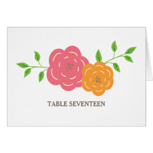 In Bloom Red Orange Floral Table Number Card