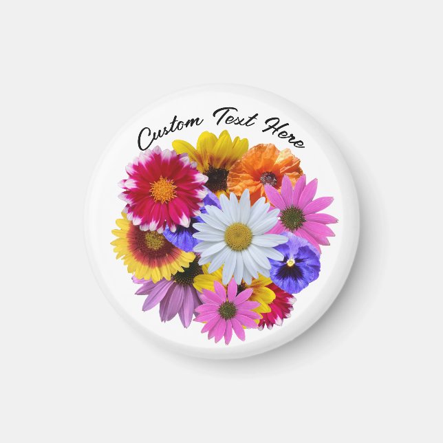 In Bloom - Round Floral Bouquet Magnet (Front)