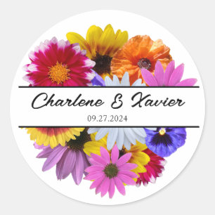 In Bloom Wedding - Round Split Floral Classic Round Sticker