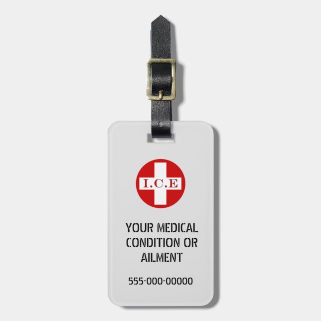 In Case Emergency | Personalise medical info Luggage Tag (Front Vertical)