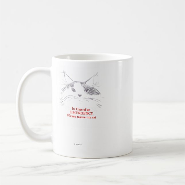 In case of an emergency please rescue my cat coffee mug (Left)