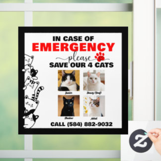 In Case of Emergency Save 4 Cats With Custom Photo