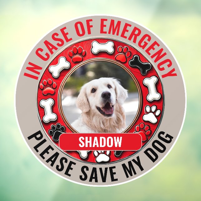 In Case of Emergency Save My Dog Window Cling (Sheet 3)