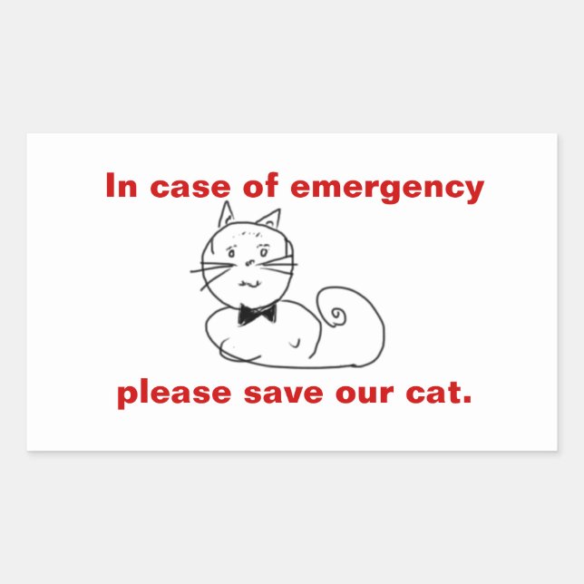 In case of emergency save our cat rectangular sticker (Front)