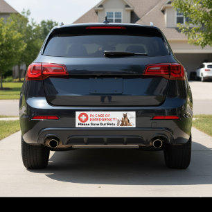 In Case Of Emergency Save Our Pets Personalise Bumper Sticker
