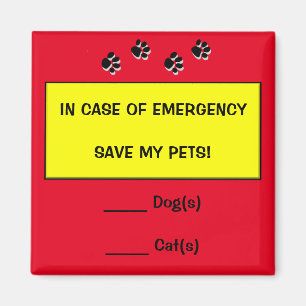 In Case of Emergency Save Pet Rescue Magnet
