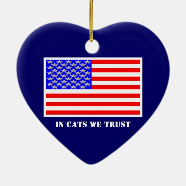 In Cats We Trust Ceramic Tree Decoration (Back)