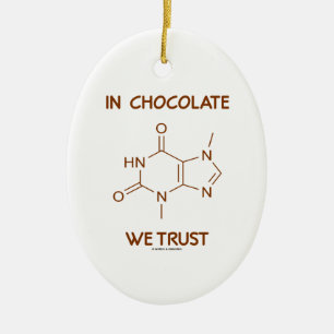 In Chocolate We Trust (Theobromine Molecule) Ceramic Tree Decoration