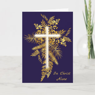 In Christ Alone Gold Cross Easter Card