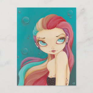 In Colour - fairy mermaid punk rainbow post card