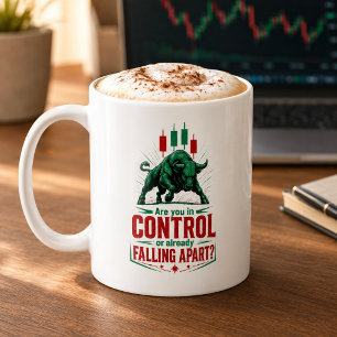 In Control or Falling Apart Bull Trading Mindset Coffee Mug