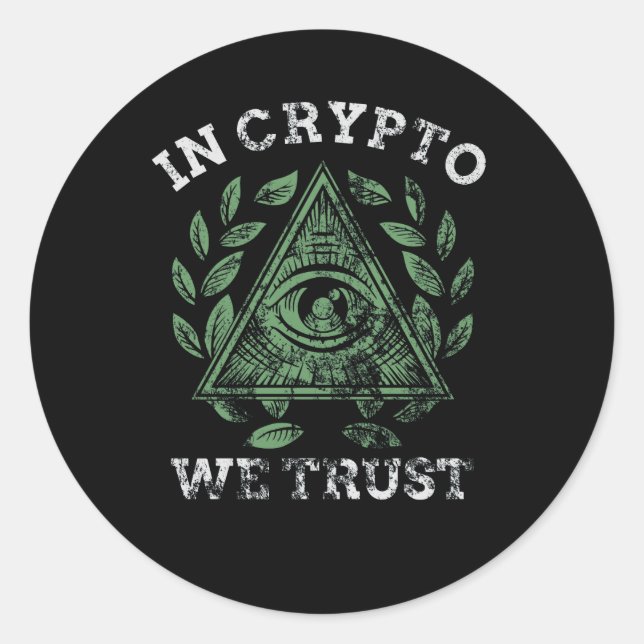 In Crypto We Trust Bitcoin Cryptocurrency Classic Round Sticker (Front)