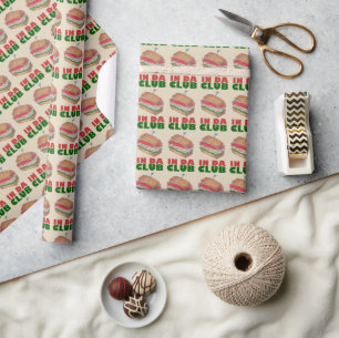 In Da Club Turkey Club Sandwich Funny Food Puns Wrapping Paper