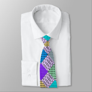 In dark multi-coloured tones, retro geometric tie