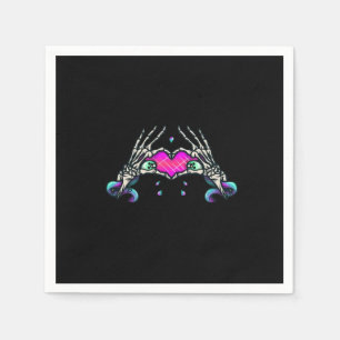 In Death Skeleton Heart Hands Classic Style Napkin
