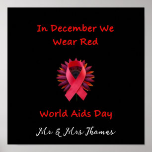 In December We Wear Red Unite for World AIDS Day Poster
