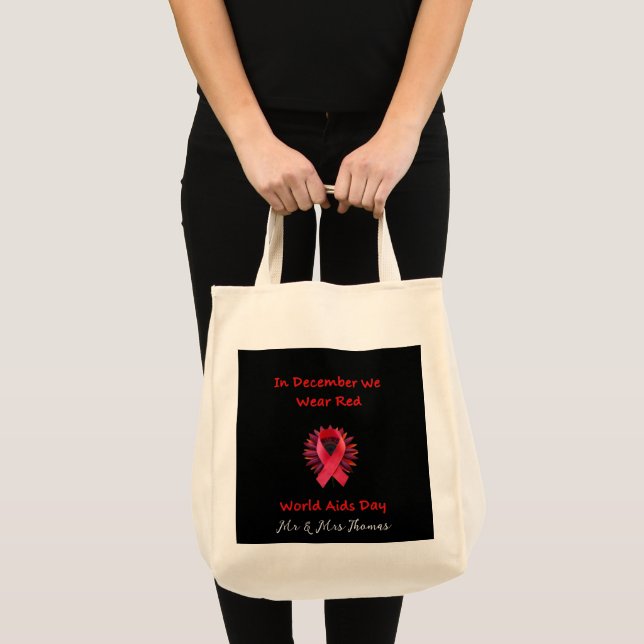 In December We Wear Red Unite for World AIDS Day  Tote Bag (Front (Product))