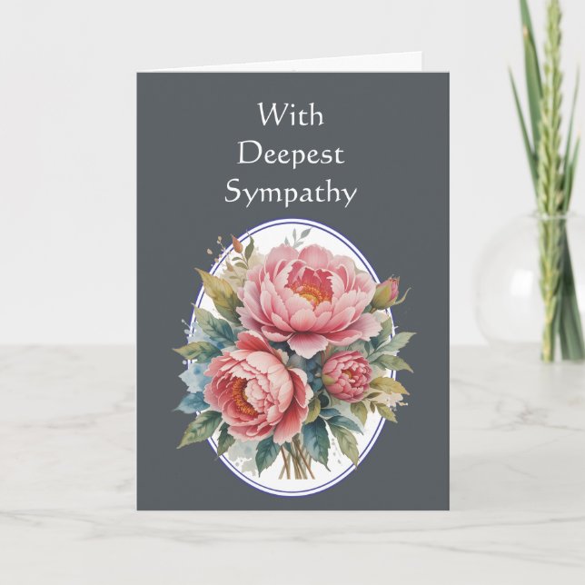 In Deepest Sympathy Beautiful Peony Garden Flowers Card (Front)