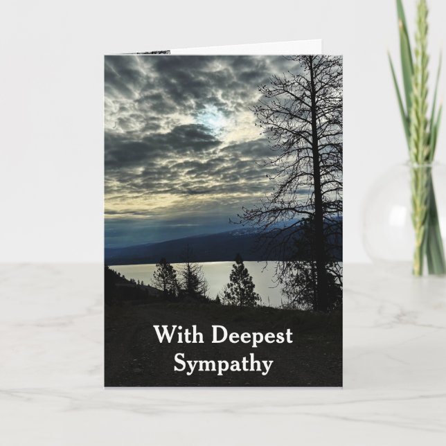 In Deepest Sympathy sky Clouds Lake Beach  Card (Front)