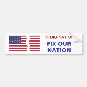 IN-DIG-NATION FIX OUR NATION BUMPER STICKER
