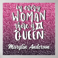 IN EVERY WOMAN THERE IS A QUEEN GLITTER TYPOGRAPHY