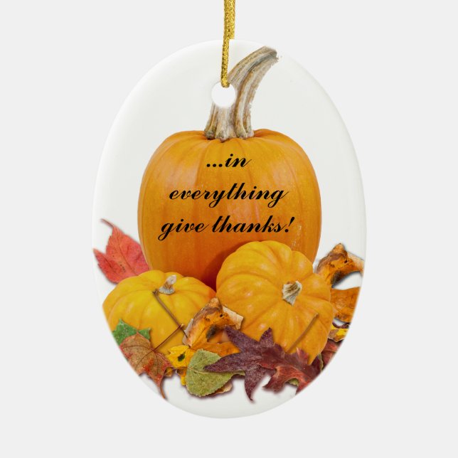 In Everything Give Thanks! Ceramic Tree Decoration (Front)
