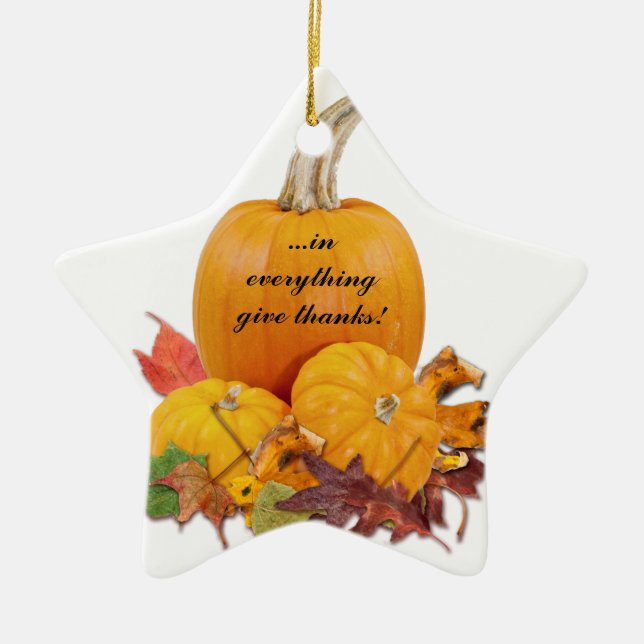 In Everything Give Thanks! Ceramic Tree Decoration (Front)