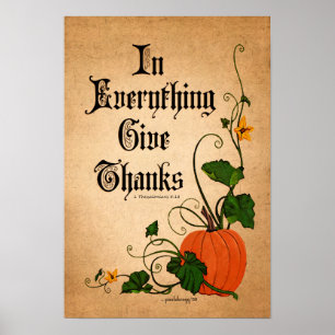 "In Everything Give Thanks" Thanksgiving Pumpkin Poster