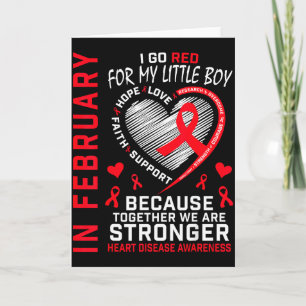 In February I Go Red Little Boy Son Heart Disease  Card