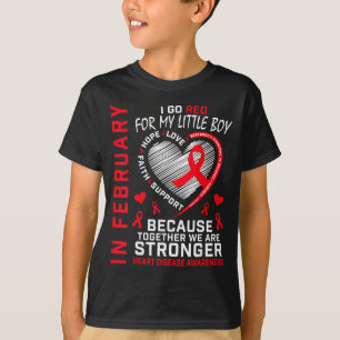 In February I Go Red Little Boy Son Heart Disease  T-Shirt