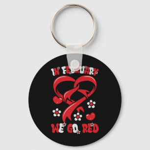 In February We Go Red American Heart Disease Aware Key Ring