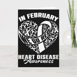 In February We Go Red Disease Awareness Red Ribbon Card