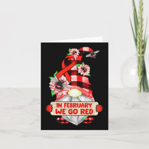 In February We Go Red Heart Disease Awareness Cute Card