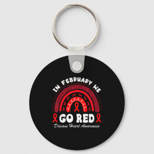 In February We Go Red Heart Disease Awareness Hear Key Ring