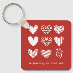 In February We Go Red Heart Disease Awareness Key Ring