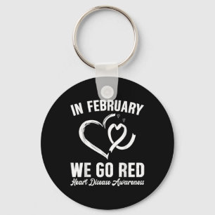 In February We Go Red Heart Disease Awareness Mont Key Ring