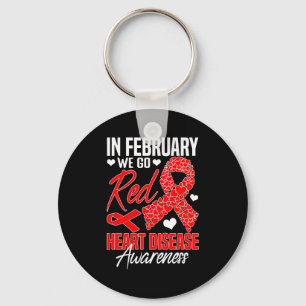 In February We Go Red Heart Disease Awareness Red Key Ring