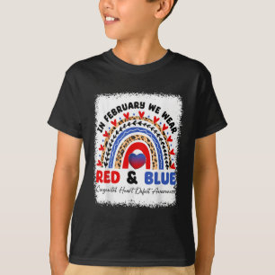In February We Wear Red & Blue Chd Awareness B T-Shirt