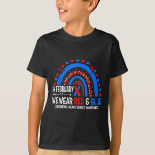 In February We Wear Red And Blue Chd Congenital He T-Shirt